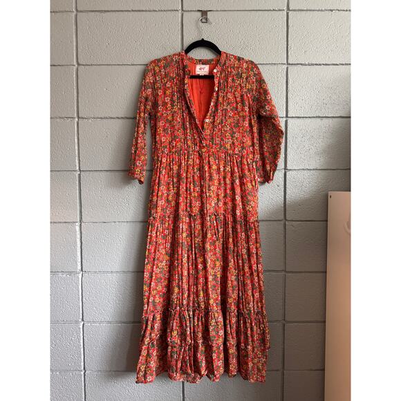 Women's Banjanan Bazaar Floral Maxi Dress size XS Prairie Bohemian Quiet Luxury - Picture 2 of 5
